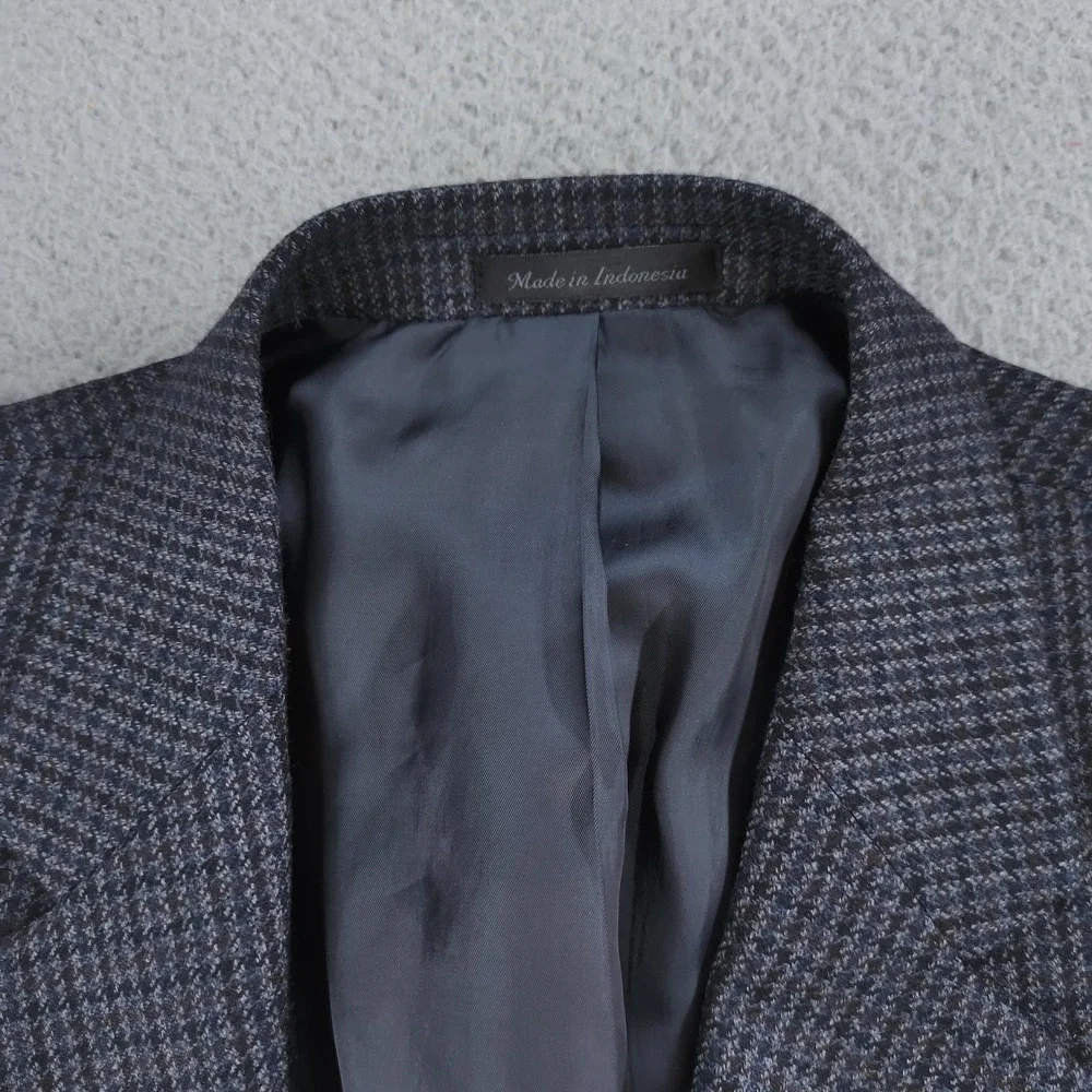 Chaps Blazer Mens 48L Gray Check Lambswool Tweed Sport Coat Jacket Big Tall